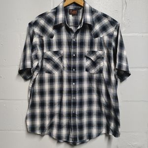 Men's Plains Westernwear plaid pearl snap shirt size XL